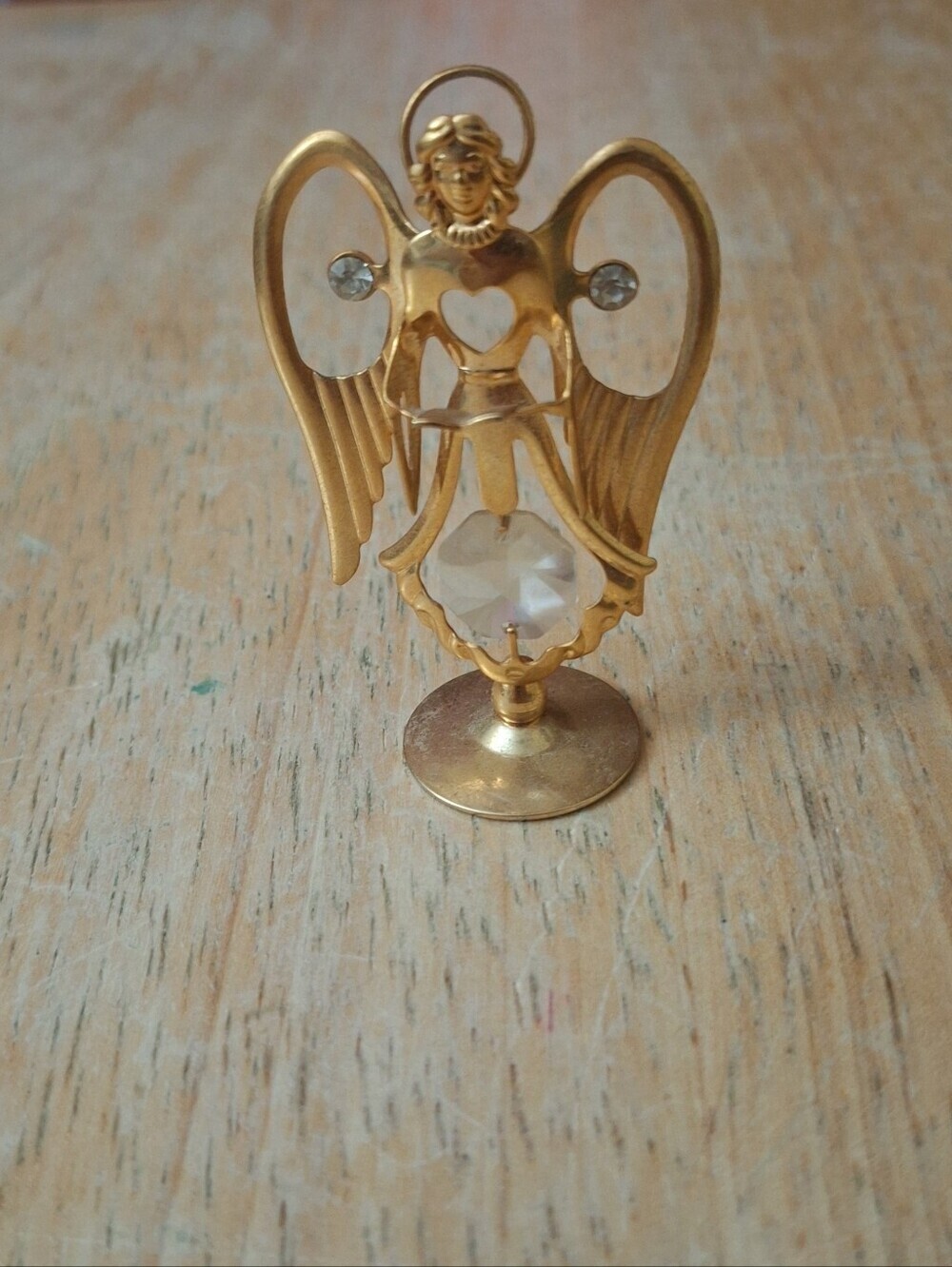 Swarovski Crystal Element Praying Angel With Love Heart 24K Gold Plated